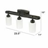 Lalia Home 3 Light Metal, White Glass Shade Vanity Wall Mounted Fixture, Rectangle Backplate, Oil Rubbed Bronze LHV-1006-OR